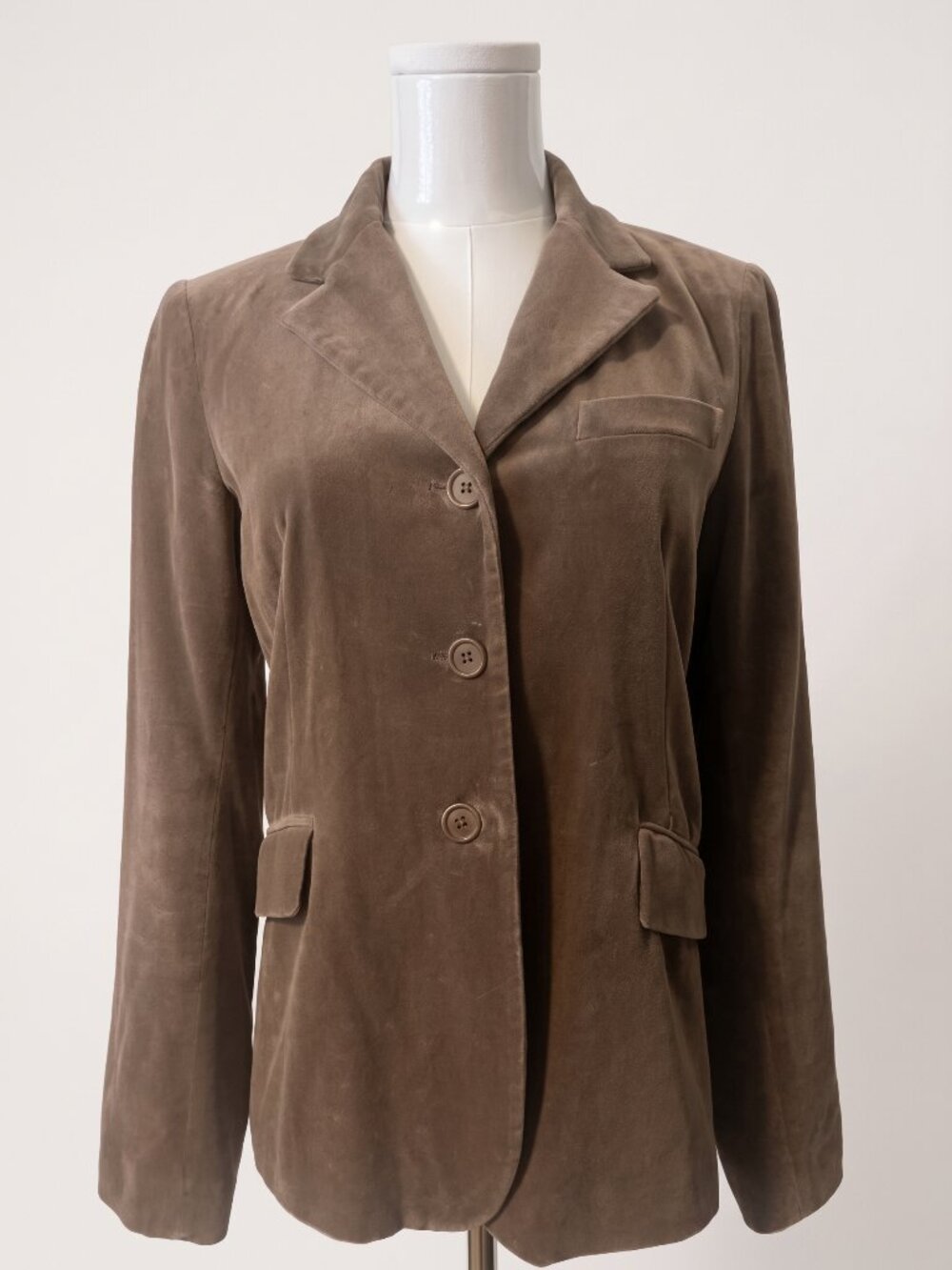 Theory Mocha Brown Velvet Tailored 3-Button Classic Blazer Jacket Size Small S
